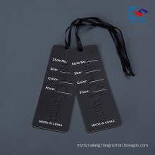 Custom design professional Clothing Paper Hang Tag For Jeans with ribbon